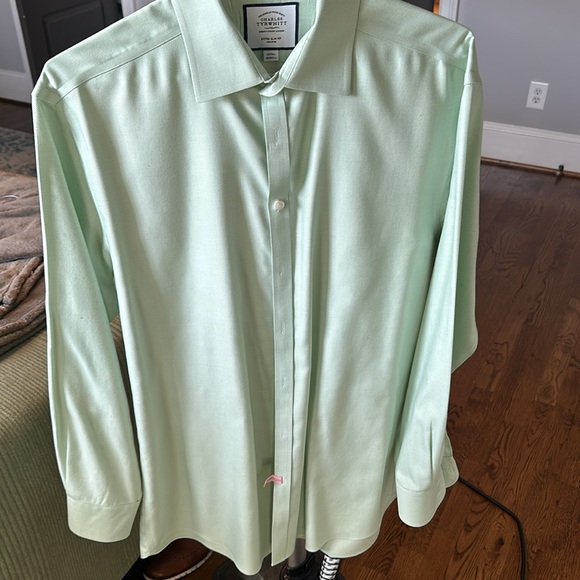 Charles Tyrwhitt Mint Green textured fabric Dress Shirt 17/35 extra slim fit - Picture 3 of 4